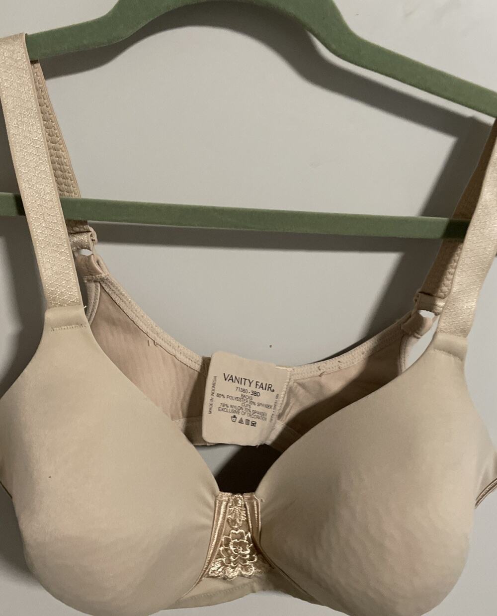 38D Vanity Fair Women Beauty Back Smoothing Bra Beige
